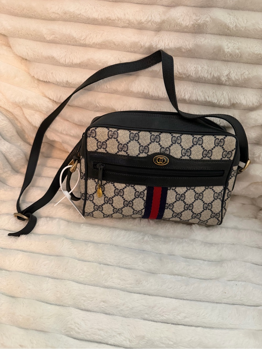 Vintage Gucci Ophidia GG Supreme Crossbody Bag - Navy Blue Sherry Line